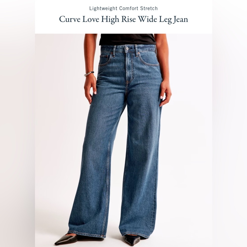 Abercrombie Curve Love High Rise Wide Leg Jean Size 25 Short Dark Women’s